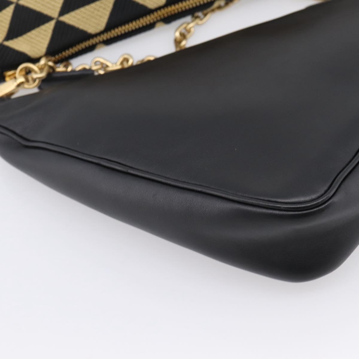 PRADA Triangle Hand Bag Canvas Leather 2way Beige Black 1BC176 Auth ka6170M