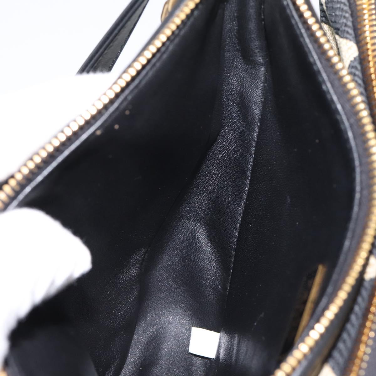PRADA Triangle Hand Bag Canvas Leather 2way Beige Black 1BC176 Auth ka6170M