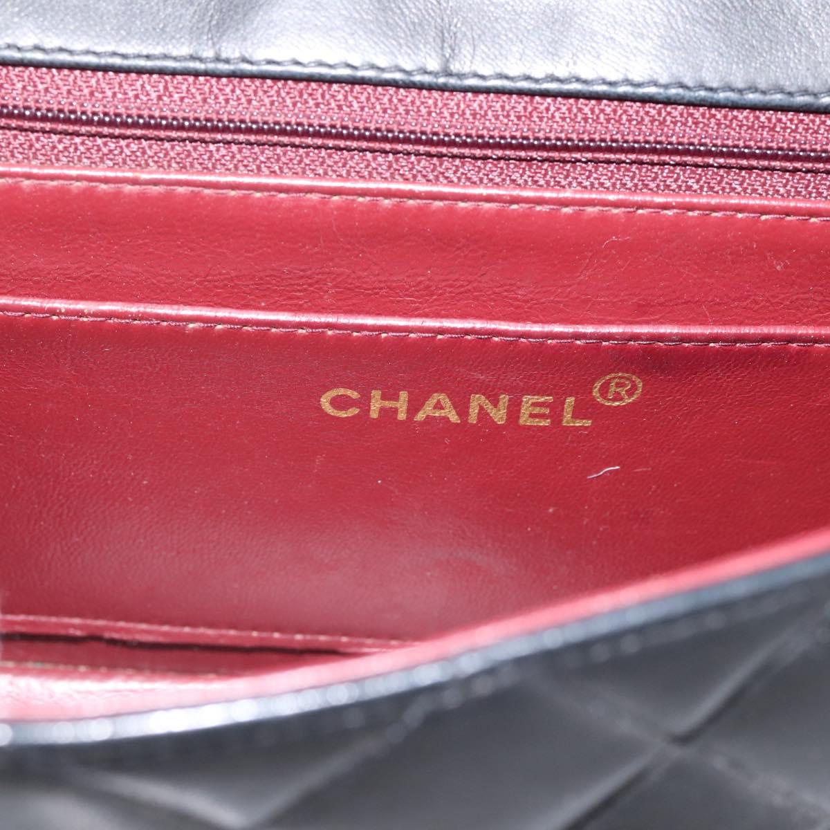 CHANEL Diana Chain Shoulder Bag Lamb Skin Black Gold Tone CC Auth ka6172SAV