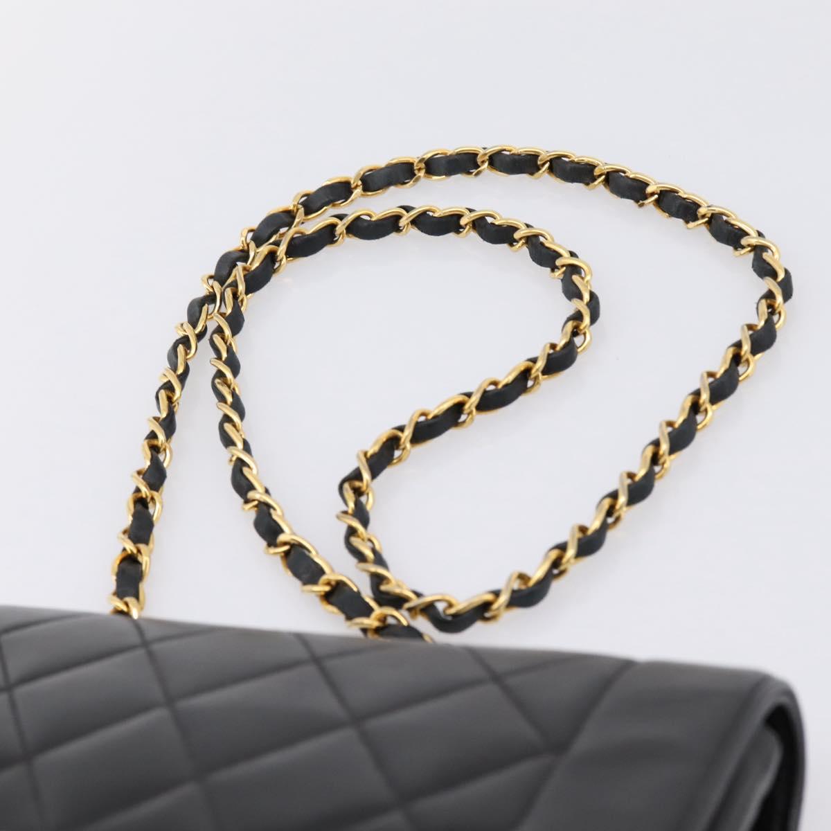 CHANEL Diana Chain Shoulder Bag Lamb Skin Black Gold Tone CC Auth ka6172SAV