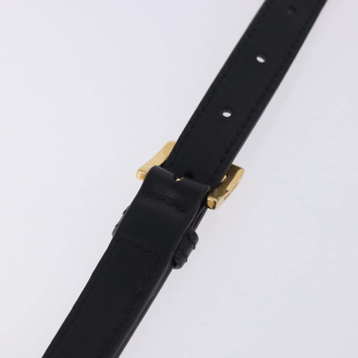 Miu Miu Shoulder Bag Leather Black Gold Tone Auth ka6173M