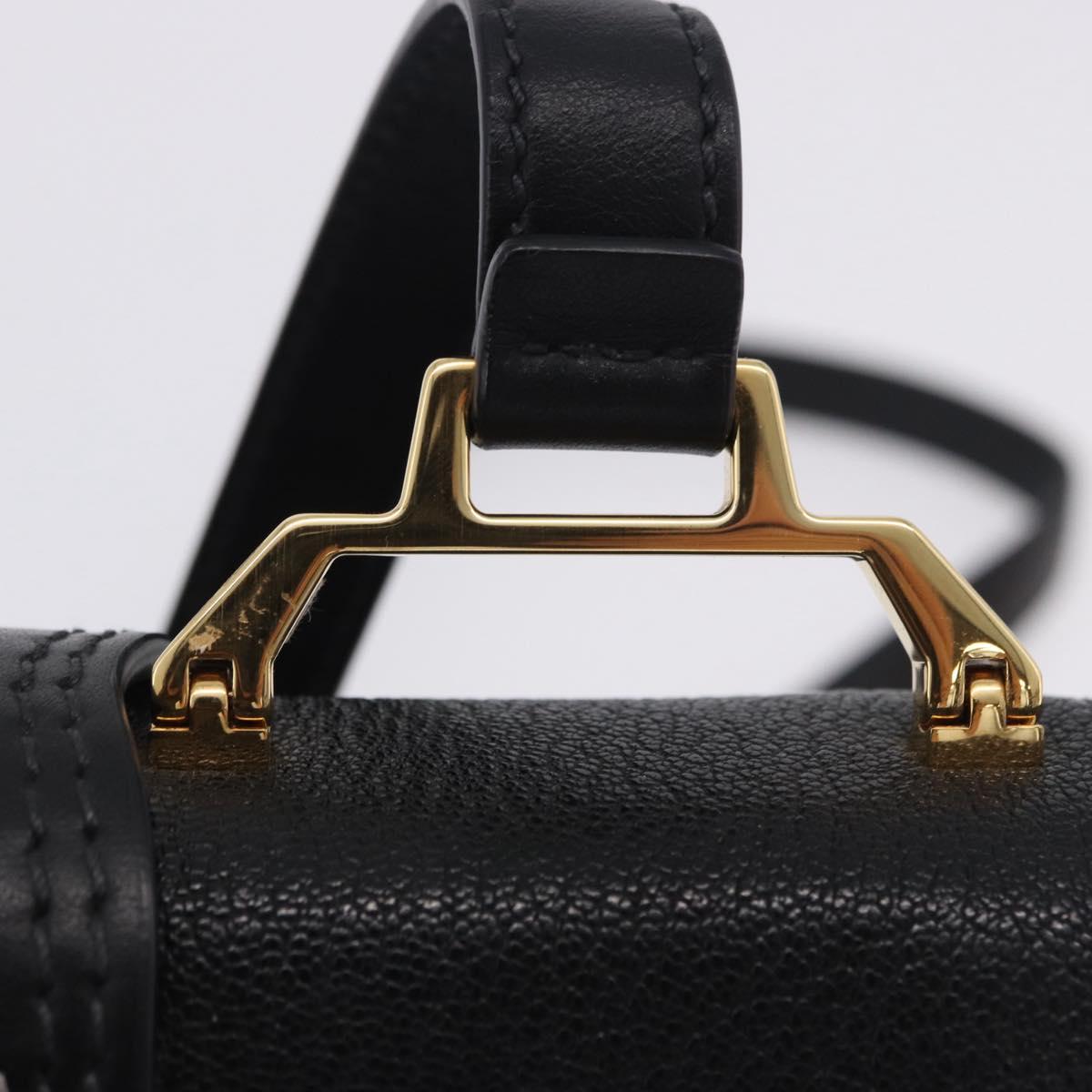 Miu Miu Shoulder Bag Leather Black Gold Tone Auth ka6173M