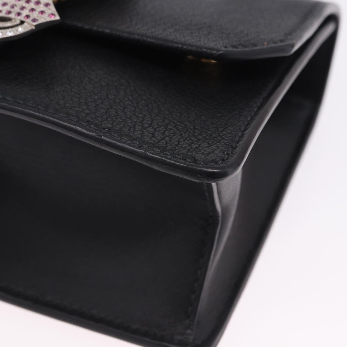 Miu Miu Shoulder Bag Leather Black Gold Tone Auth ka6173M