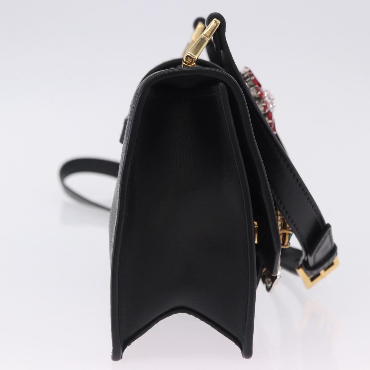 Miu Miu Shoulder Bag Leather Black Gold Tone Auth ka6173M