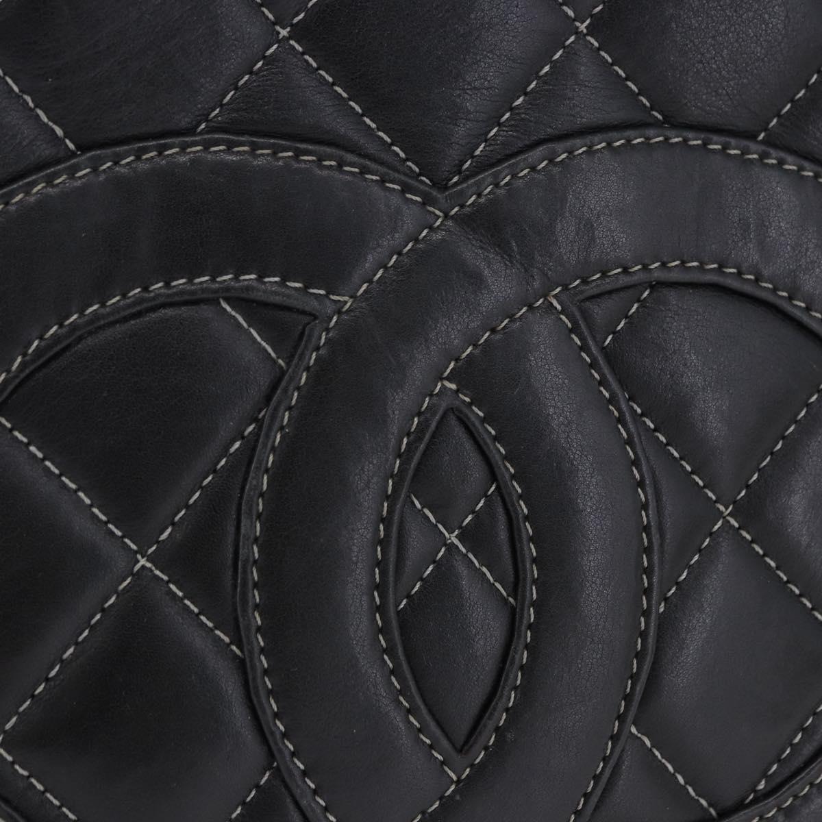 CHANEL Matelasse Chain Hand Bag Leather Black Silver CC Auth ka6174SAV
