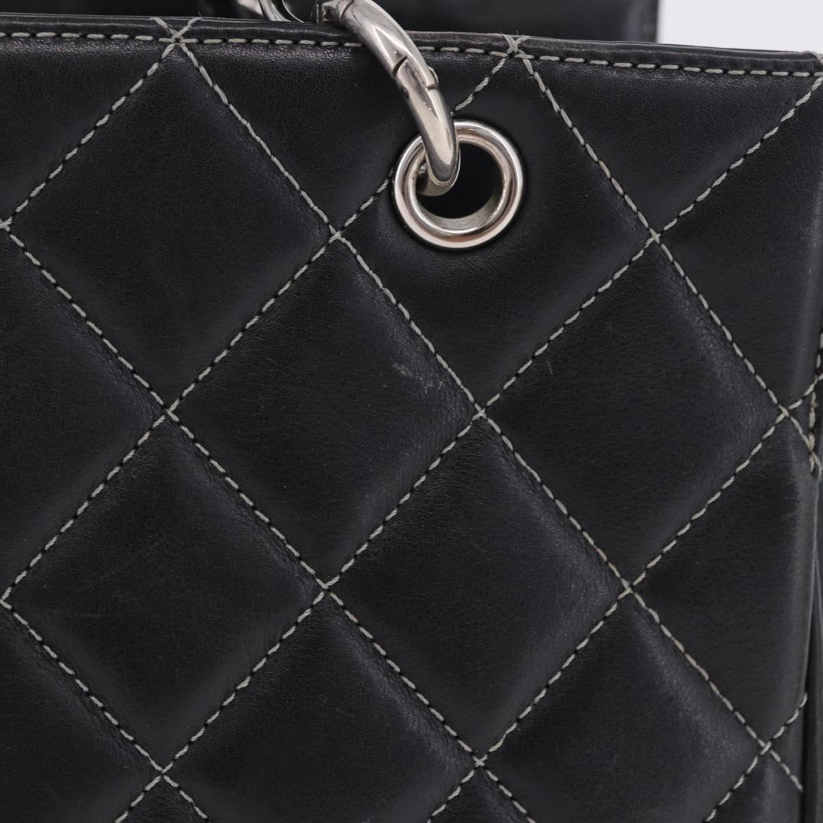 CHANEL Matelasse Chain Hand Bag Leather Black Silver CC Auth ka6174SAV