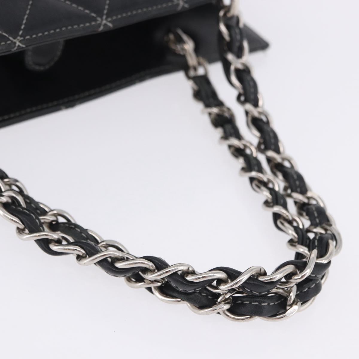 CHANEL Matelasse Chain Hand Bag Leather Black Silver CC Auth ka6174SAV