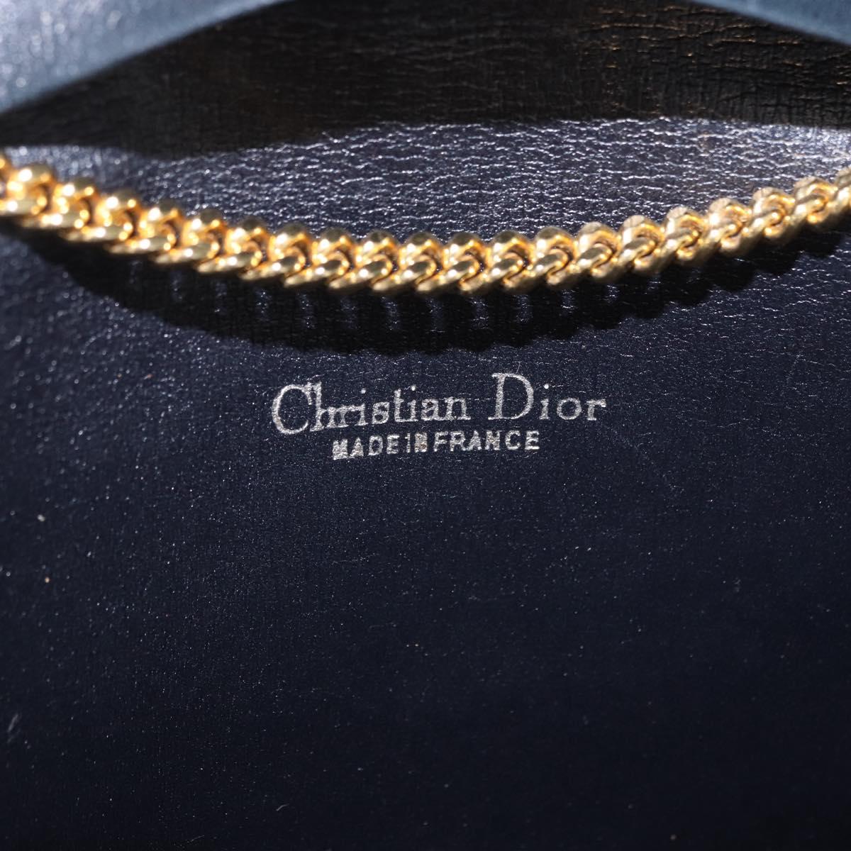 Christian Dior Chain Shoulder Bag Canvas Black Gold Tone Auth ka6175