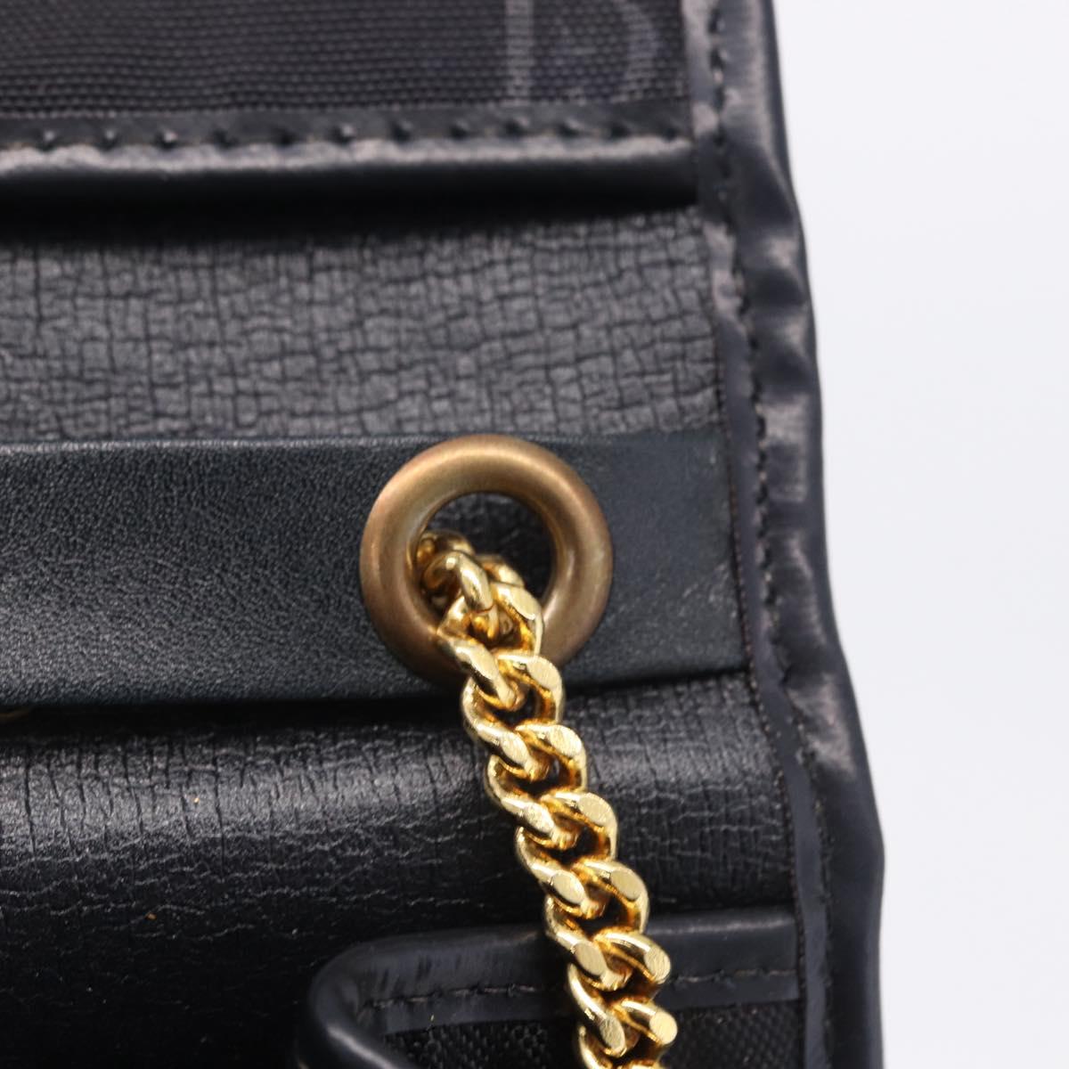 Christian Dior Chain Shoulder Bag Canvas Black Gold Tone Auth ka6175