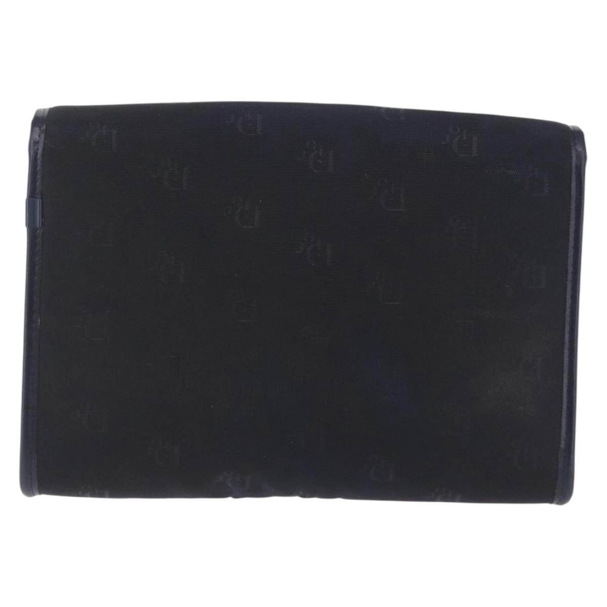 Christian Dior Chain Shoulder Bag Canvas Black Gold Tone Auth ka6175