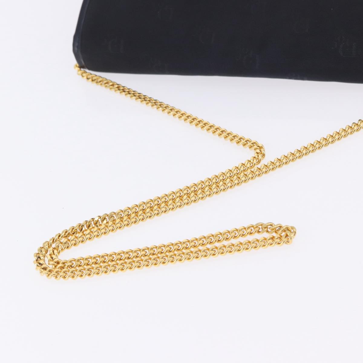 Christian Dior Chain Shoulder Bag Canvas Black Gold Tone Auth ka6175