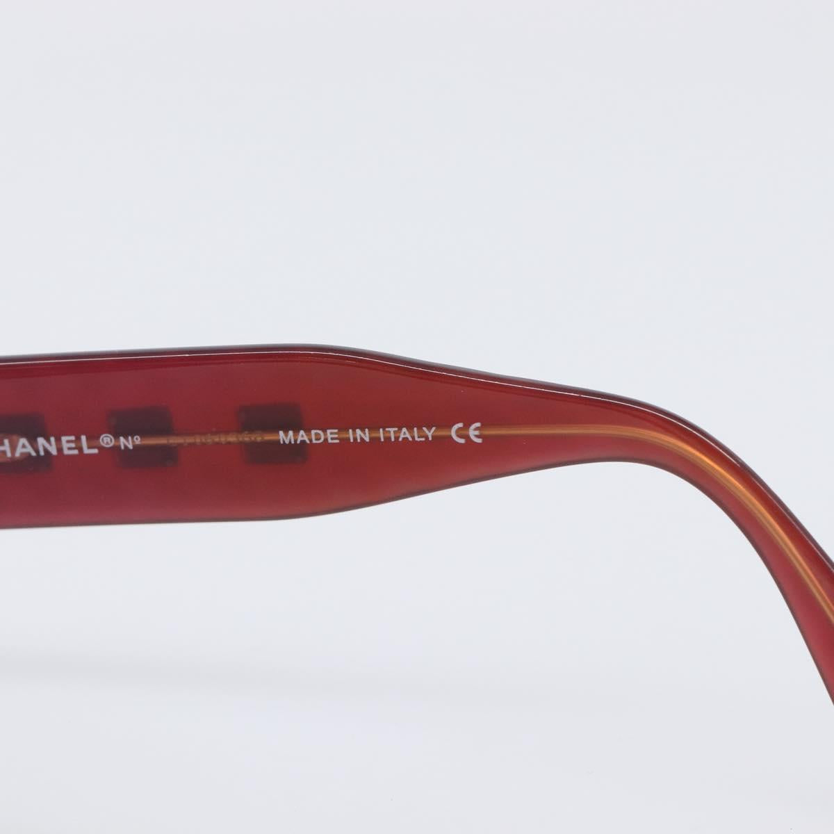 CHANEL Sunglasses Plastic Red Gold Tone CC Auth ka6179