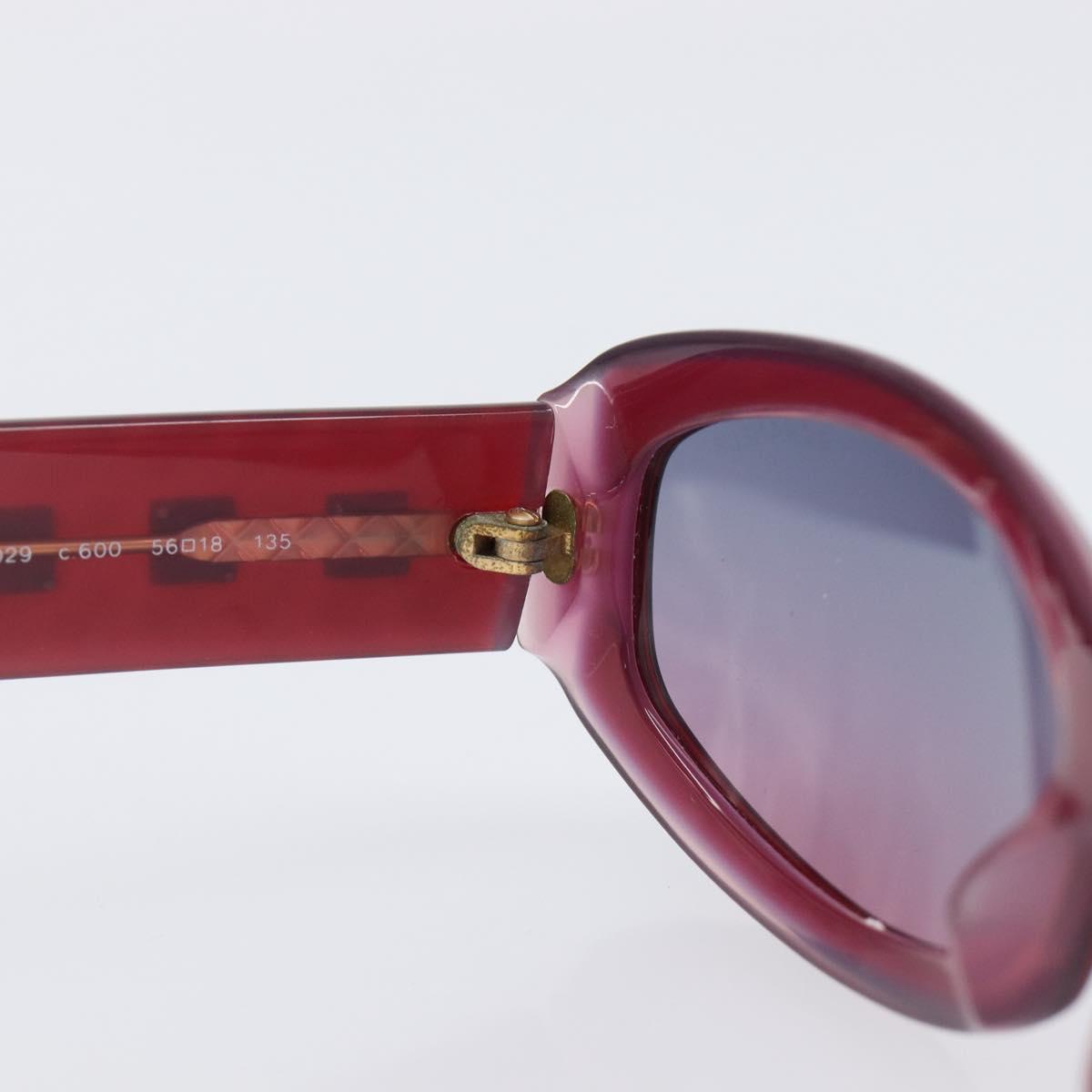 CHANEL Sunglasses Plastic Red Gold Tone CC Auth ka6179