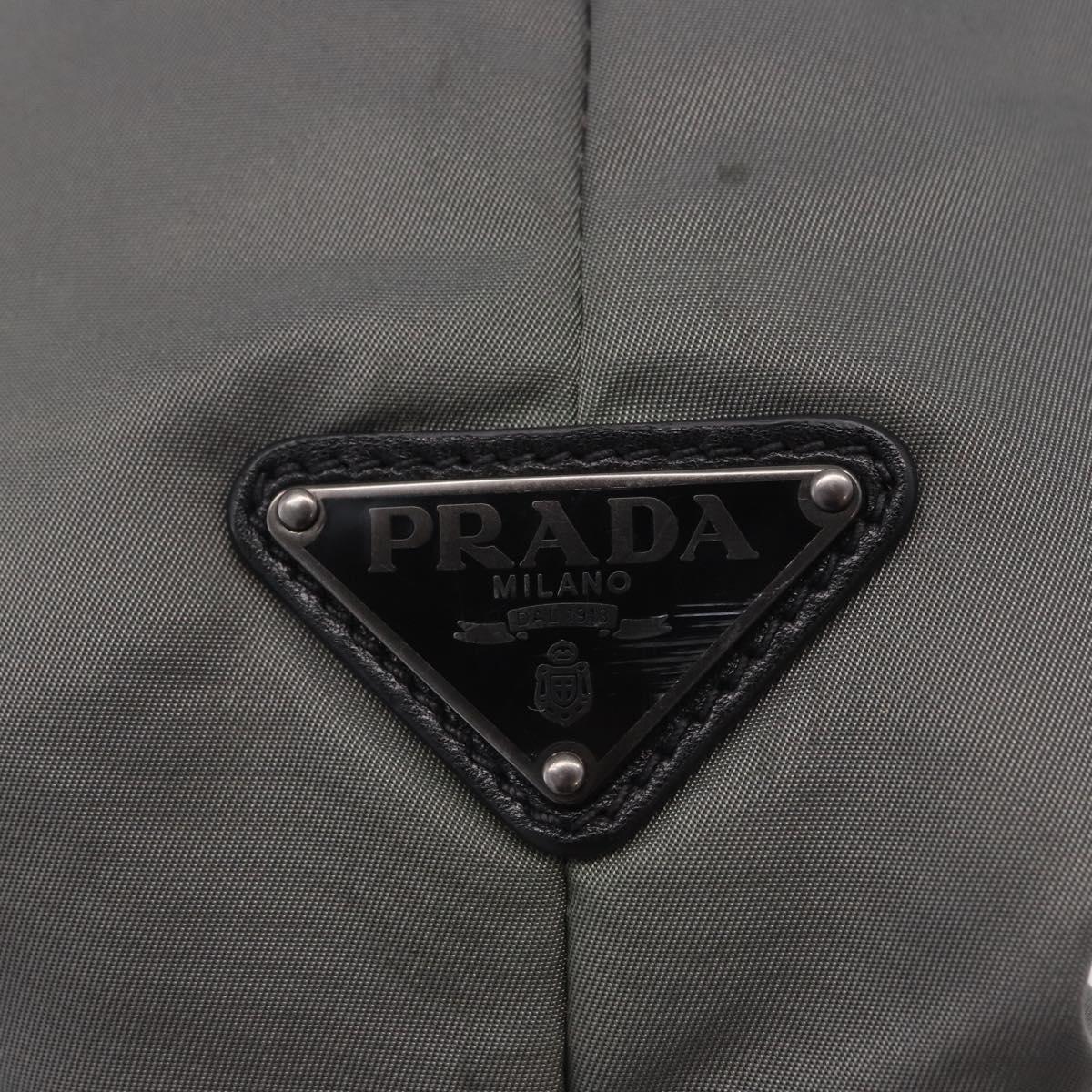PRADA Hand Bag Nylon Gray Silver Auth ka6185A