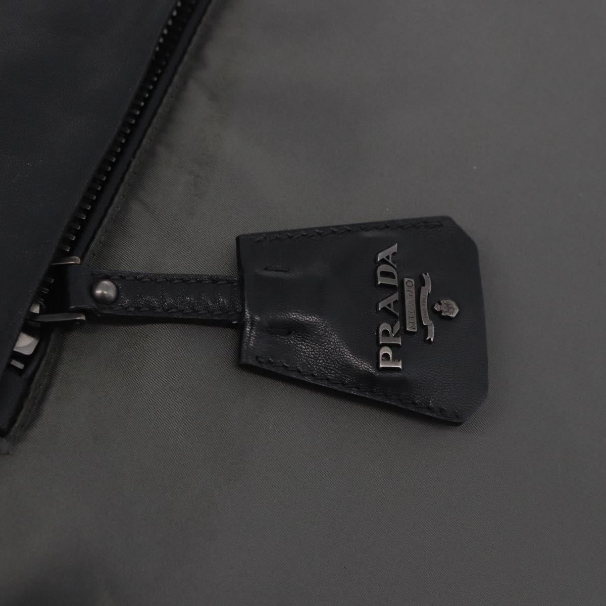 PRADA Hand Bag Nylon Gray Silver Auth ka6185A