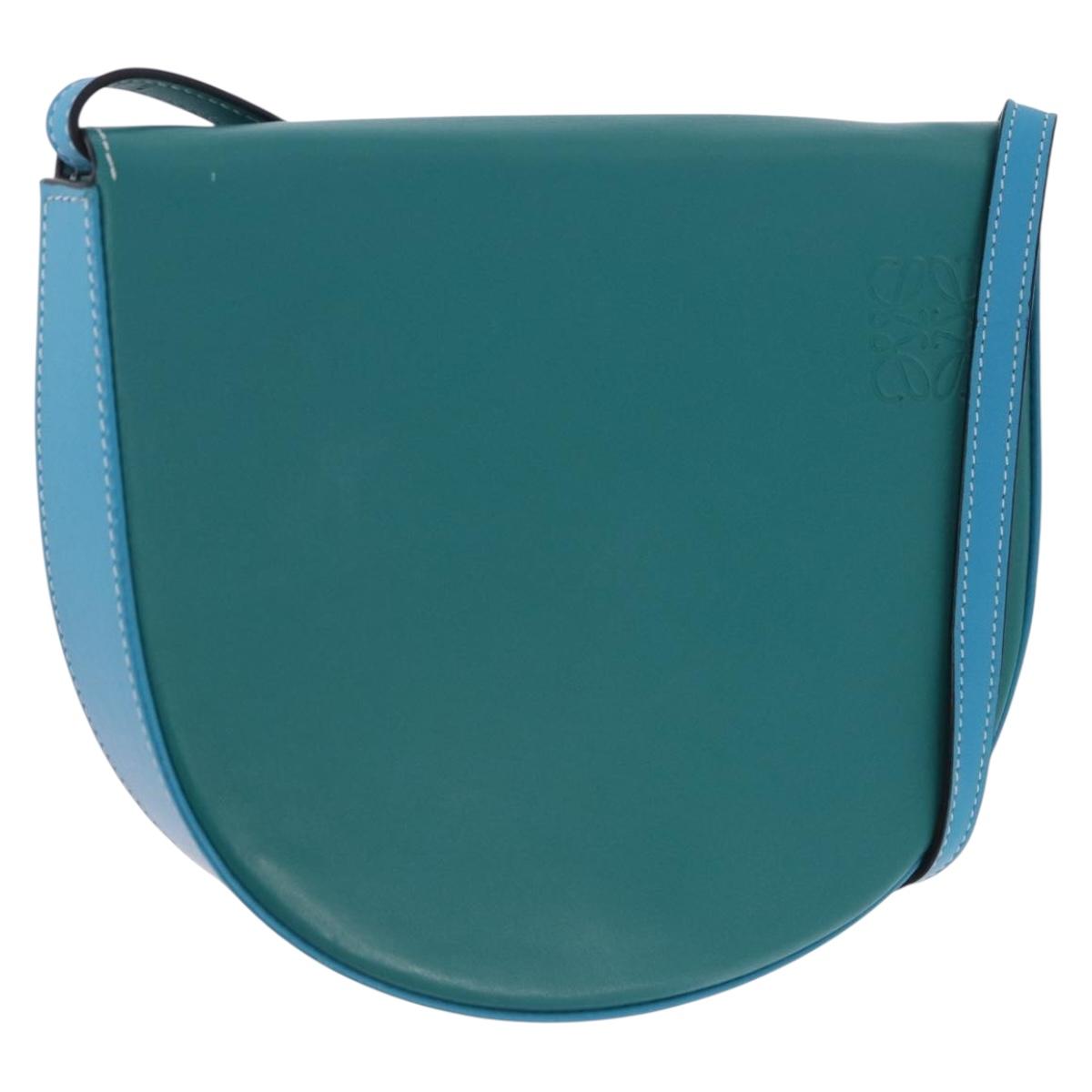 LOEWE Heel Pouch Shoulder Bag Leather Emerald Green Auth ka6187V