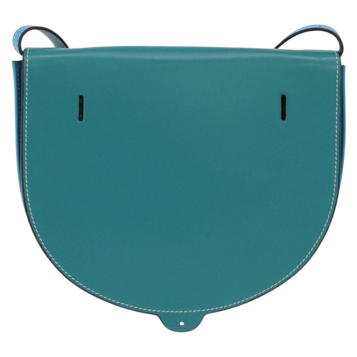 LOEWE Heel Pouch Shoulder Bag Leather Emerald Green Auth ka6187V