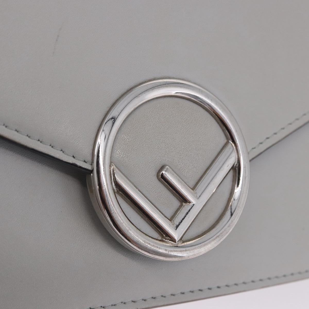 FENDI F is Fendi Chain Shoulder Wallet Leather Gray Silver 8BS006 Auth ka6188A