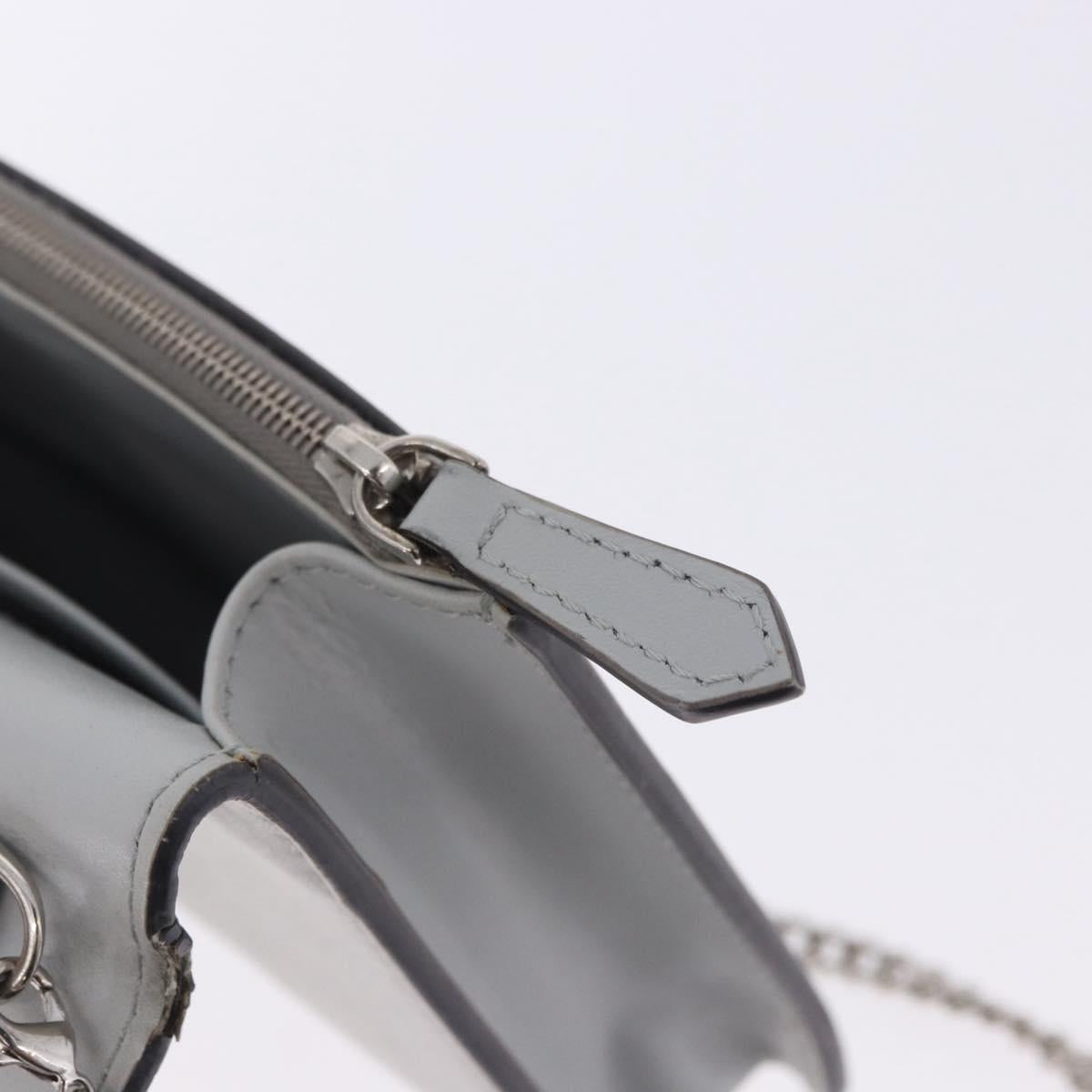 FENDI F is Fendi Chain Shoulder Wallet Leather Gray Silver 8BS006 Auth ka6188A