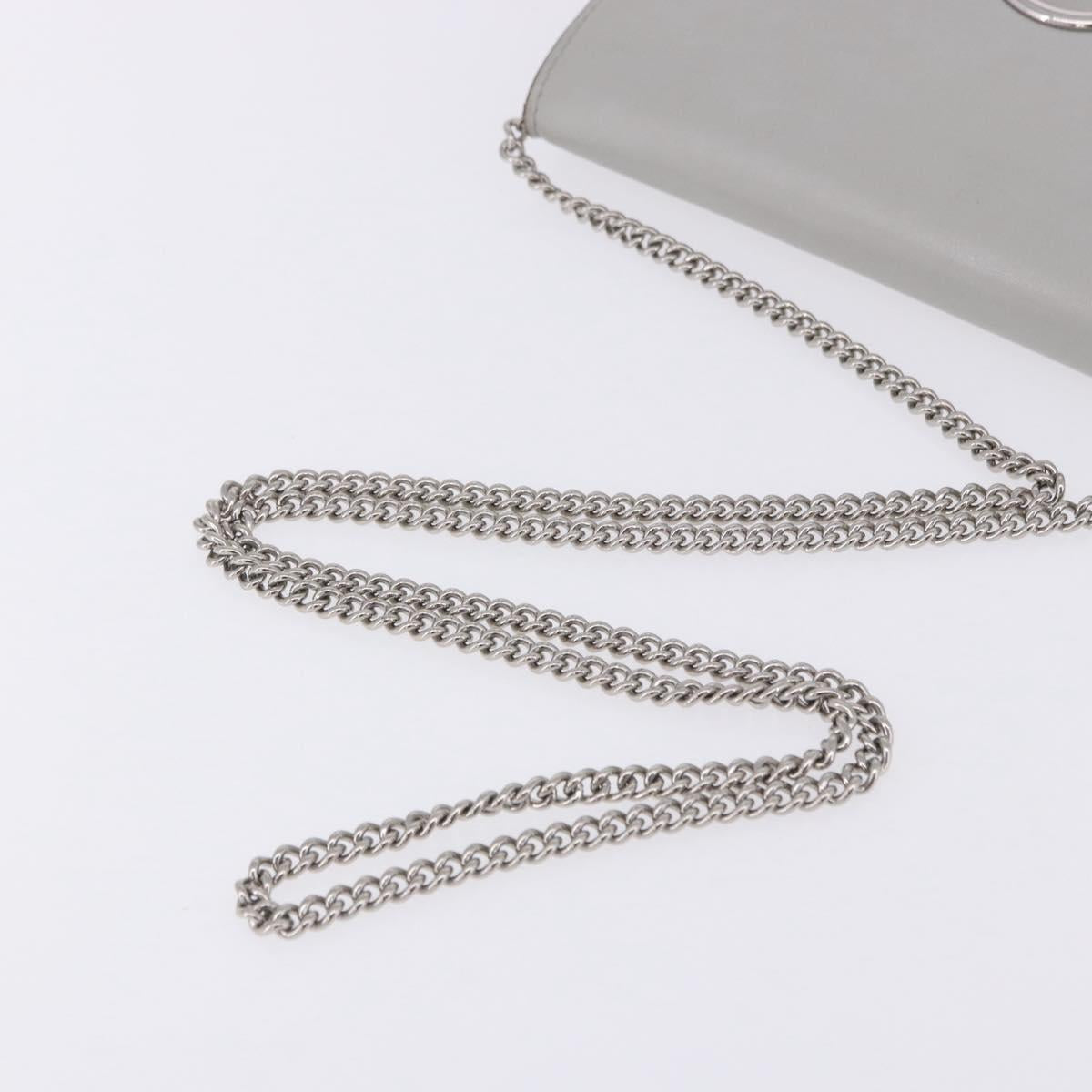 FENDI F is Fendi Chain Shoulder Wallet Leather Gray Silver 8BS006 Auth ka6188A