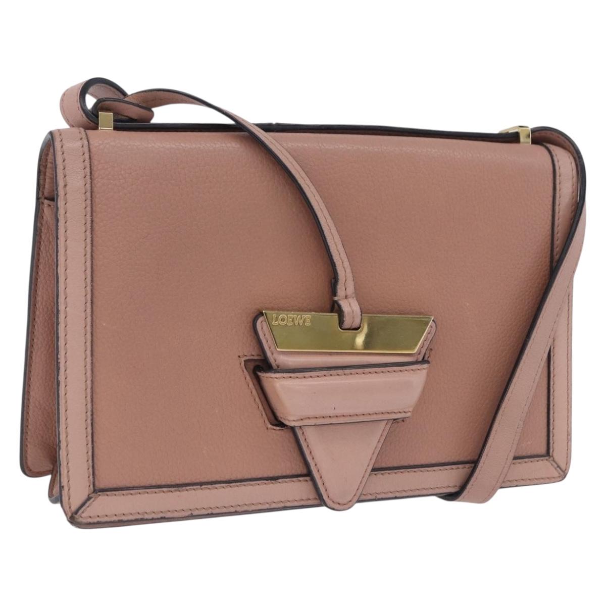 LOEWE Barcelona Shoulder Bag Leather Pink Gold Tone Auth ka6190A