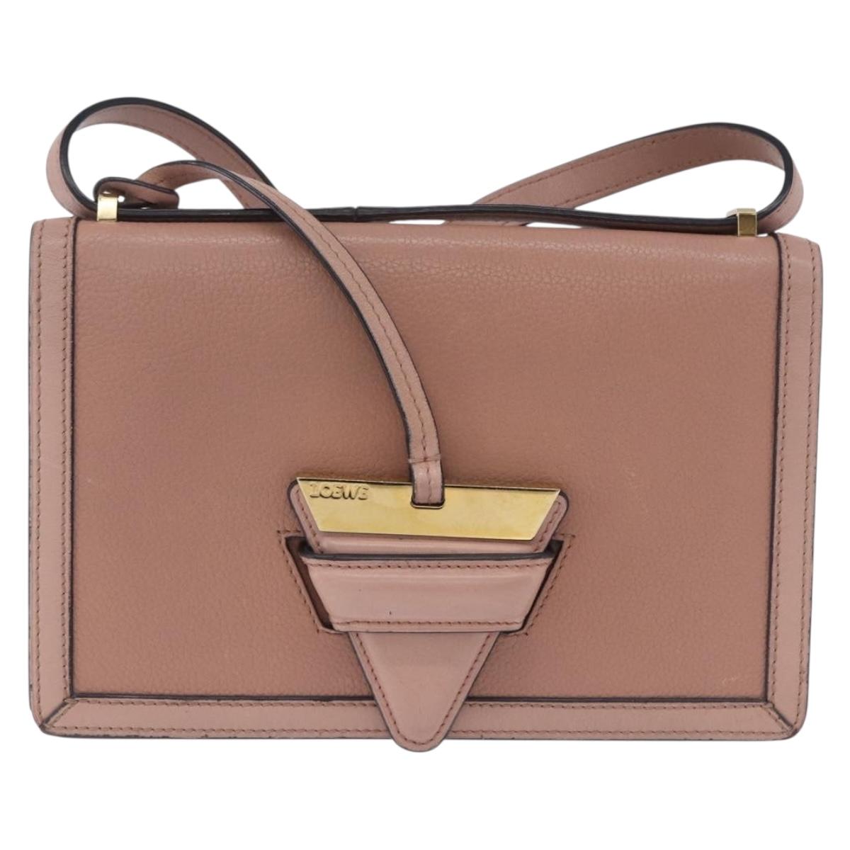 LOEWE Barcelona Shoulder Bag Leather Pink Gold Tone Auth ka6190A
