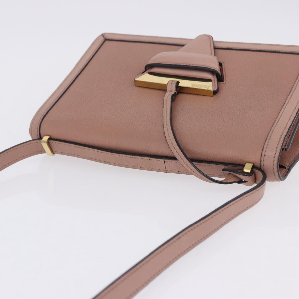 LOEWE Barcelona Shoulder Bag Leather Pink Gold Tone Auth ka6190A