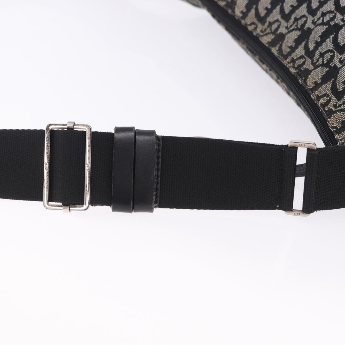 Christian Dior Trotter Canvas Shoulder Bag Black Silver Auth ka6191