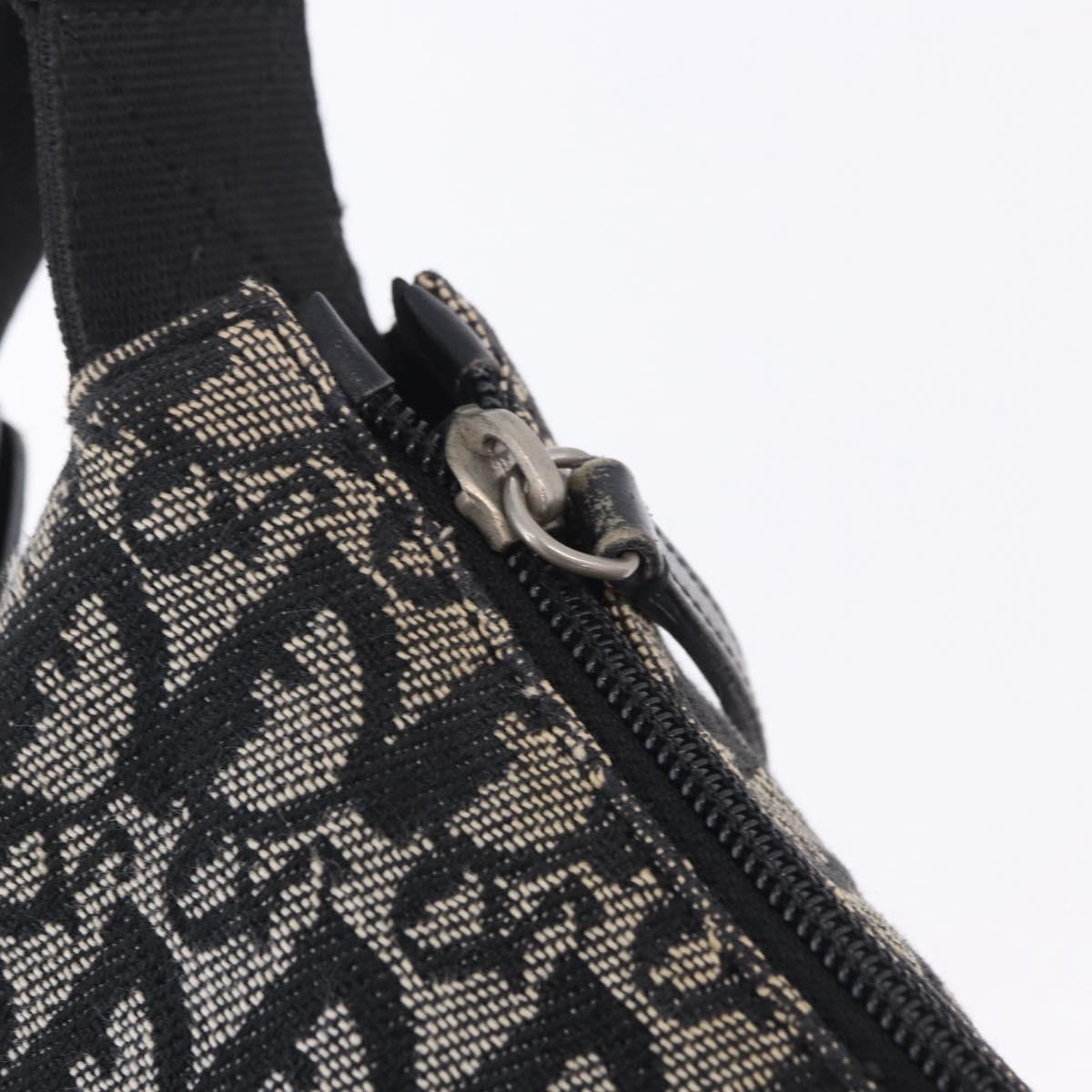 Christian Dior Trotter Canvas Shoulder Bag Black Silver Auth ka6191