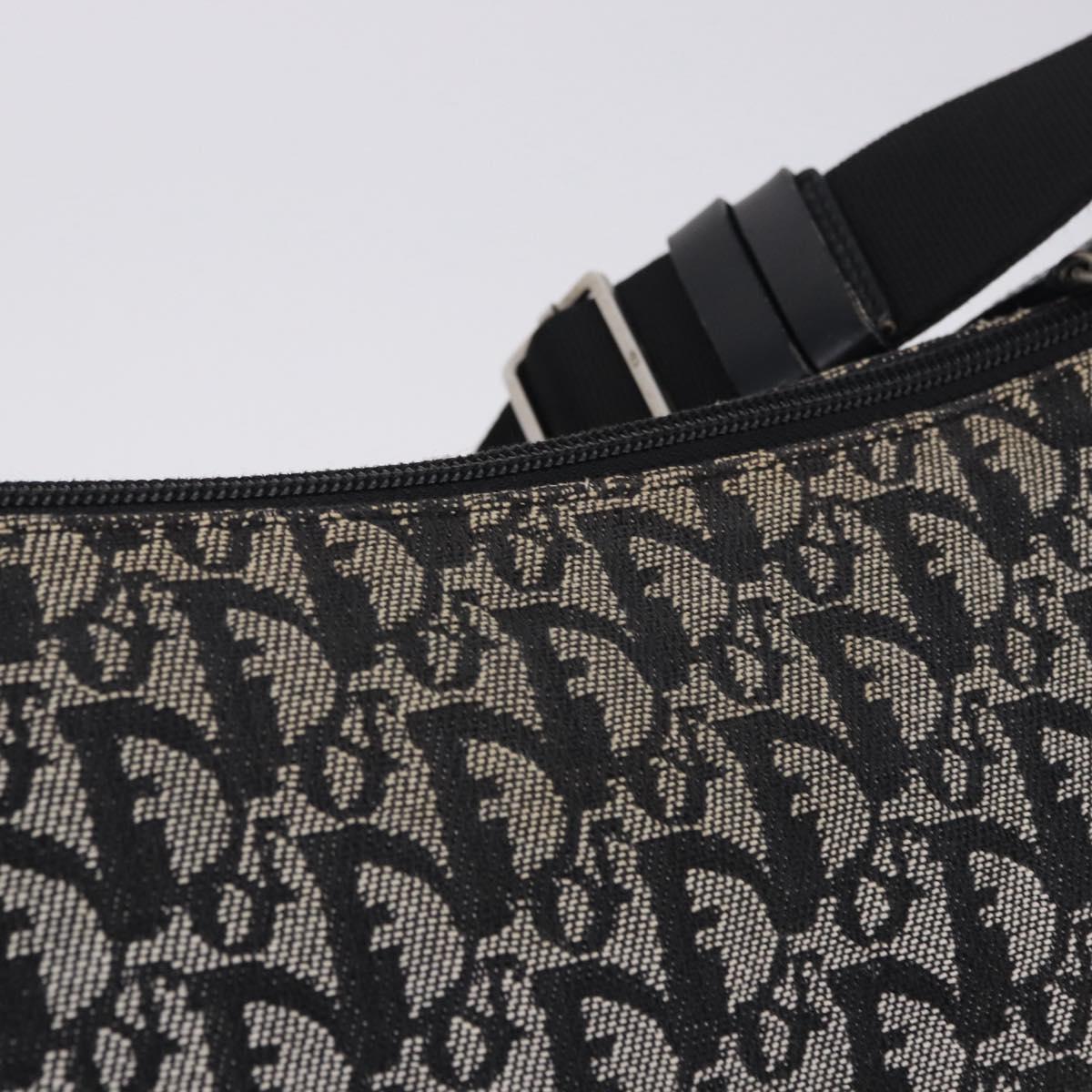 Christian Dior Trotter Canvas Shoulder Bag Black Silver Auth ka6191