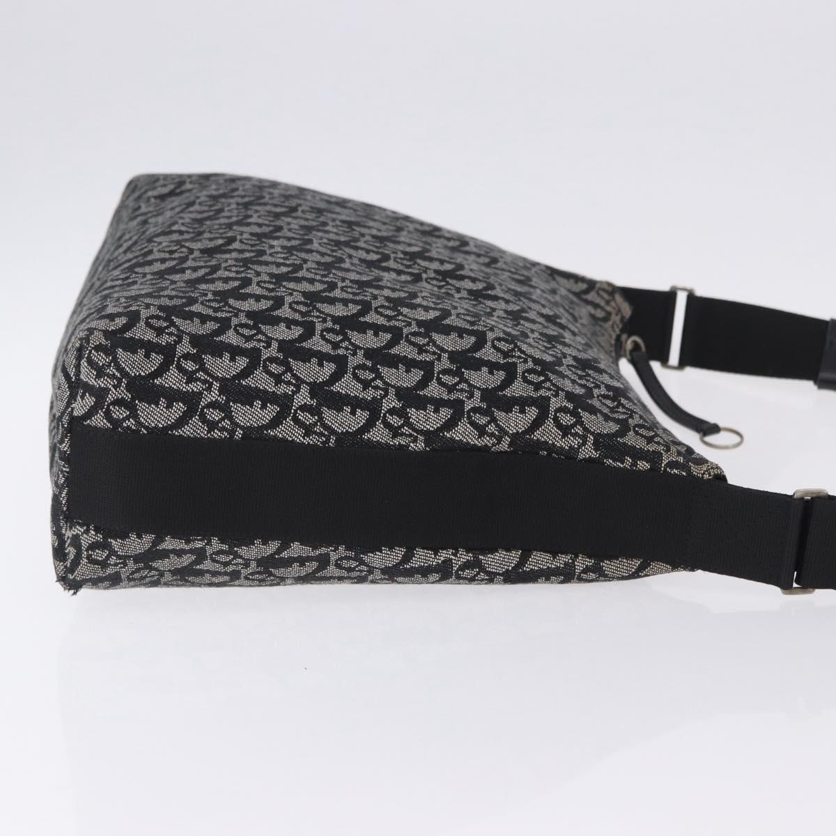 Christian Dior Trotter Canvas Shoulder Bag Black Silver Auth ka6191