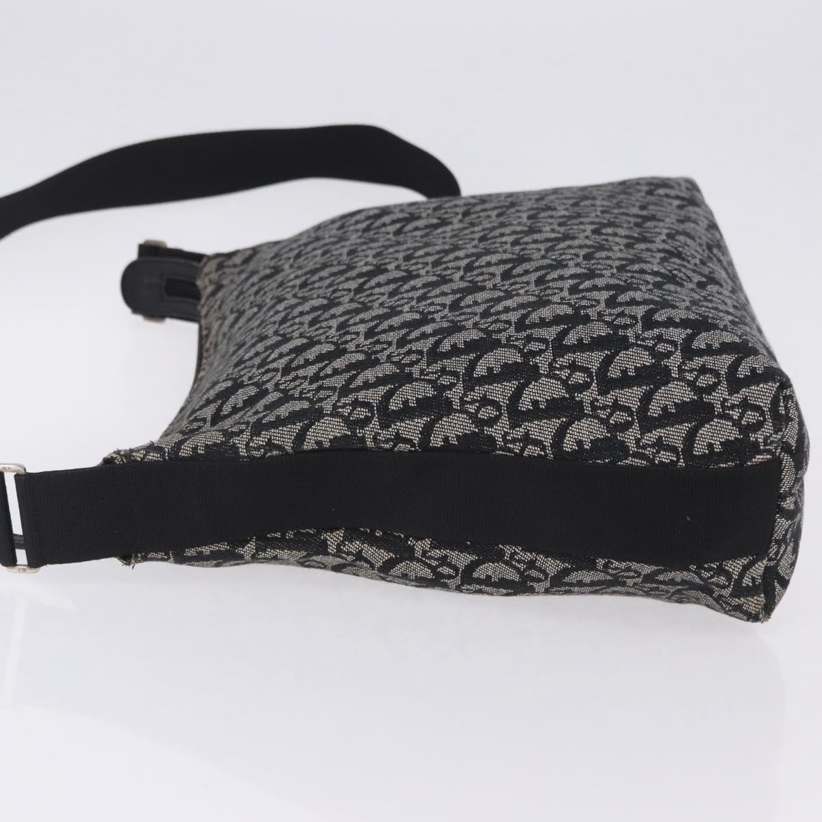 Christian Dior Trotter Canvas Shoulder Bag Black Silver Auth ka6191