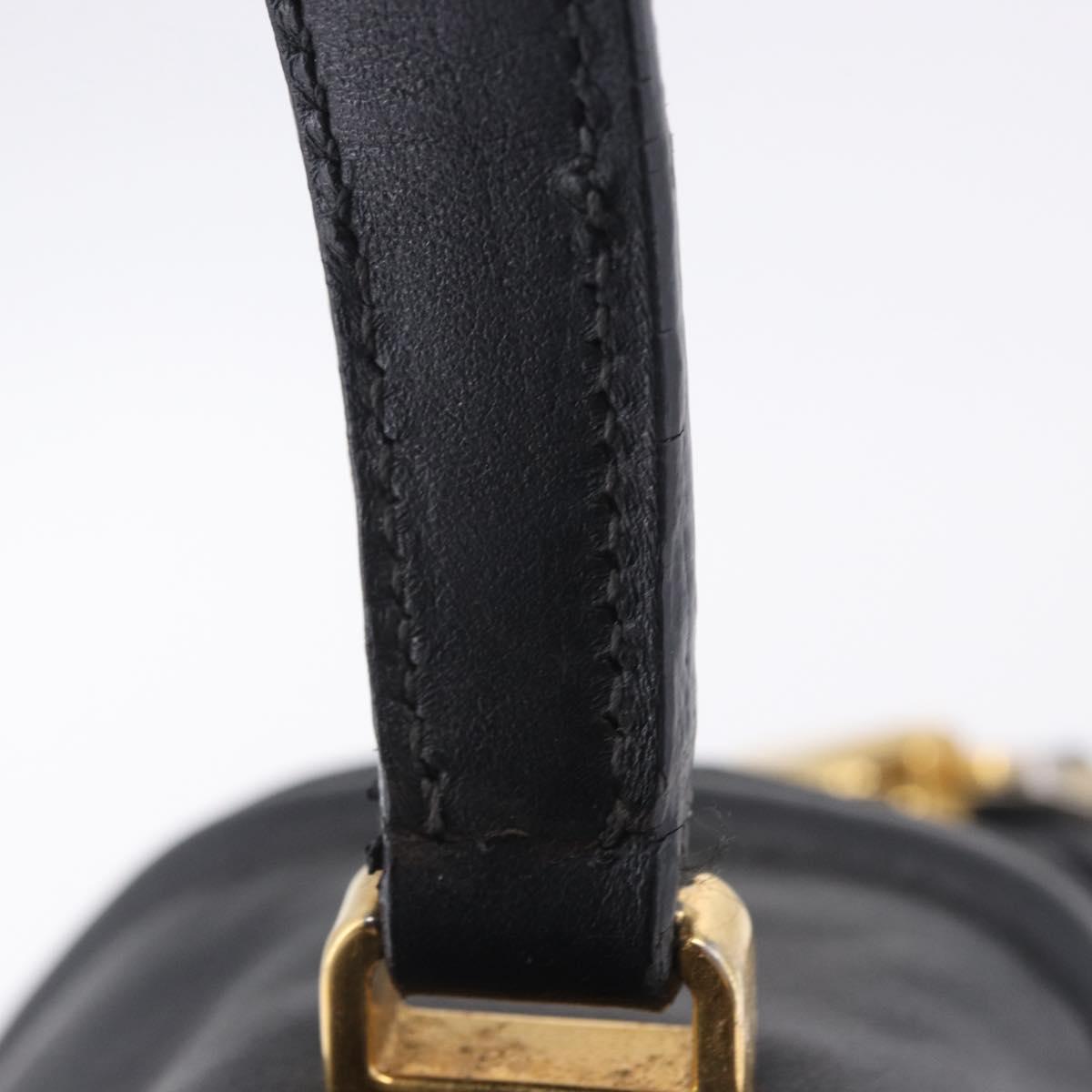 Miu Miu Hand Bag Leather 2way Black Gold Tone Auth ka6192A
