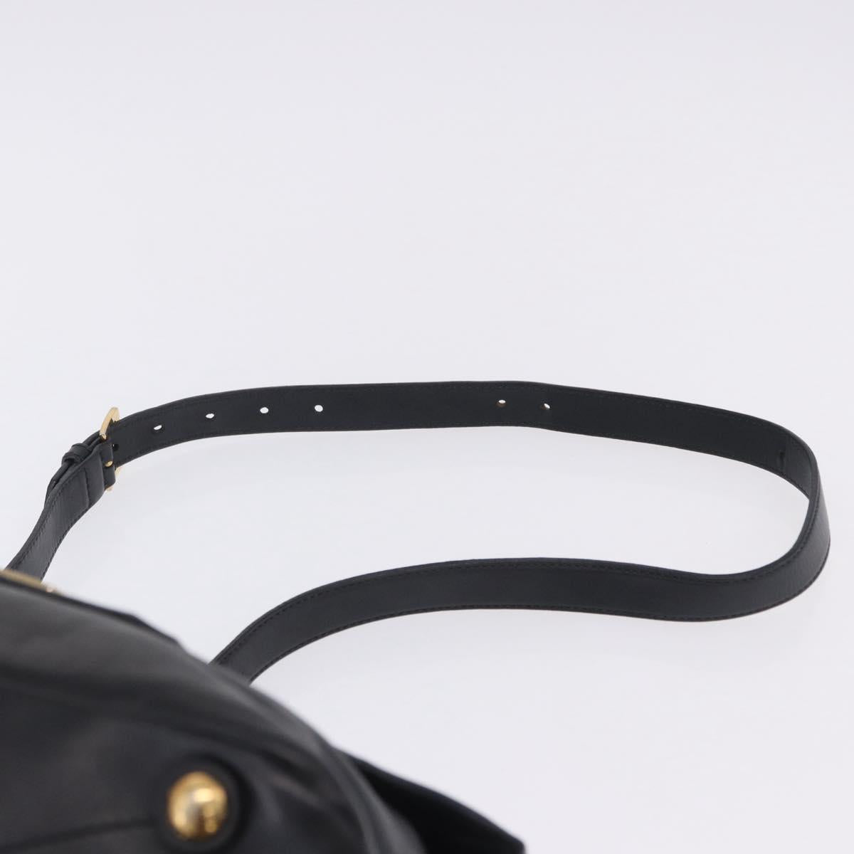 Miu Miu Hand Bag Leather 2way Black Gold Tone Auth ka6192A