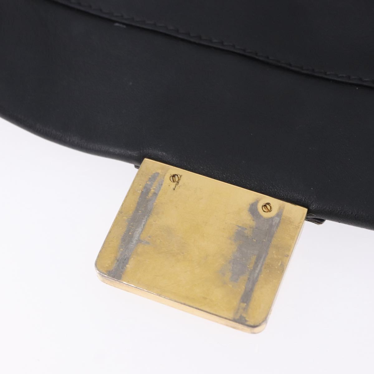 Miu Miu Hand Bag Leather 2way Black Gold Tone Auth ka6192A