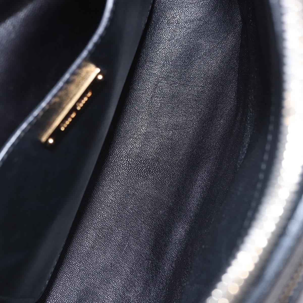 Miu Miu Hand Bag Leather 2way Black Gold Tone Auth ka6192A