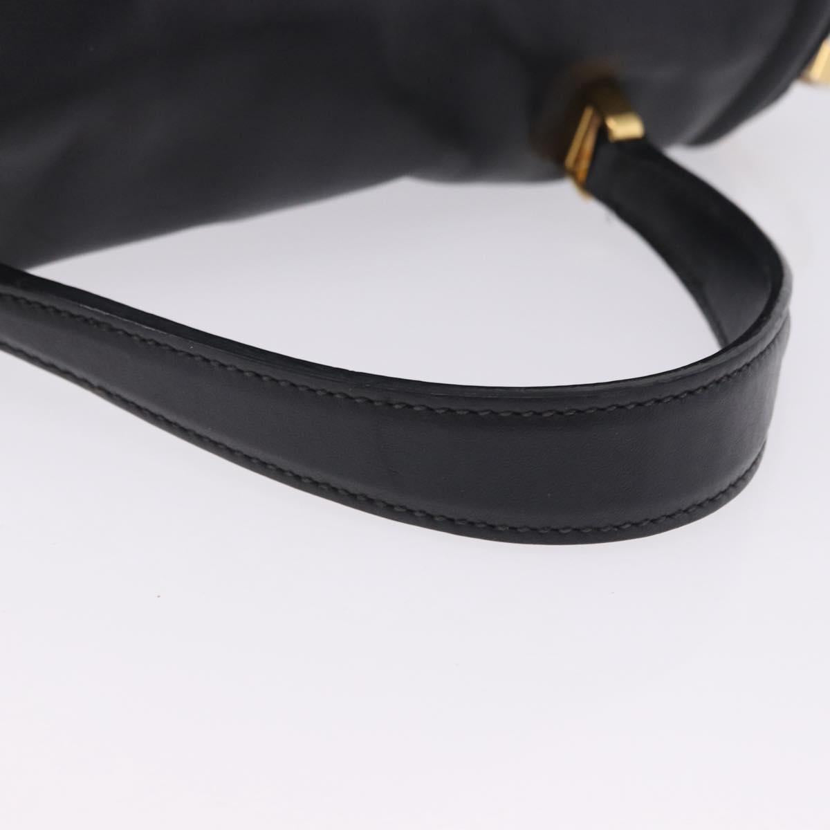 Miu Miu Hand Bag Leather 2way Black Gold Tone Auth ka6192A