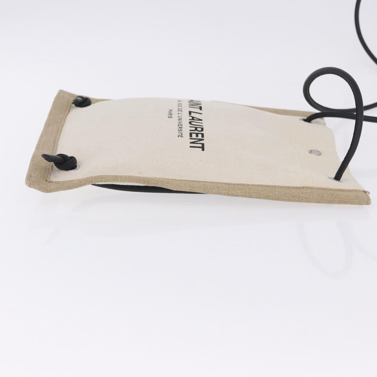 SAINT LAURENT Shoulder Bag Canvas White Silver 710272 Auth ka6194V