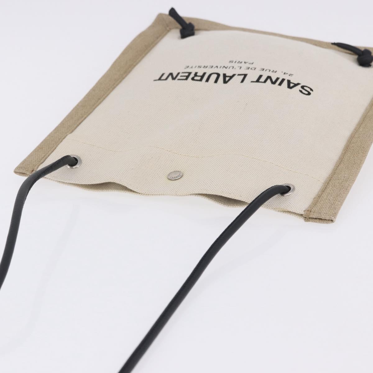 SAINT LAURENT Shoulder Bag Canvas White Silver 710272 Auth ka6194V
