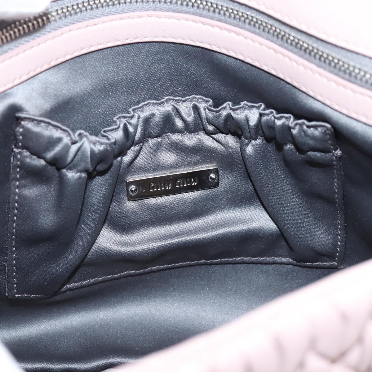 Miu Miu Matelasse Shoulder Bag Leather Pink Silver Auth ka6197V