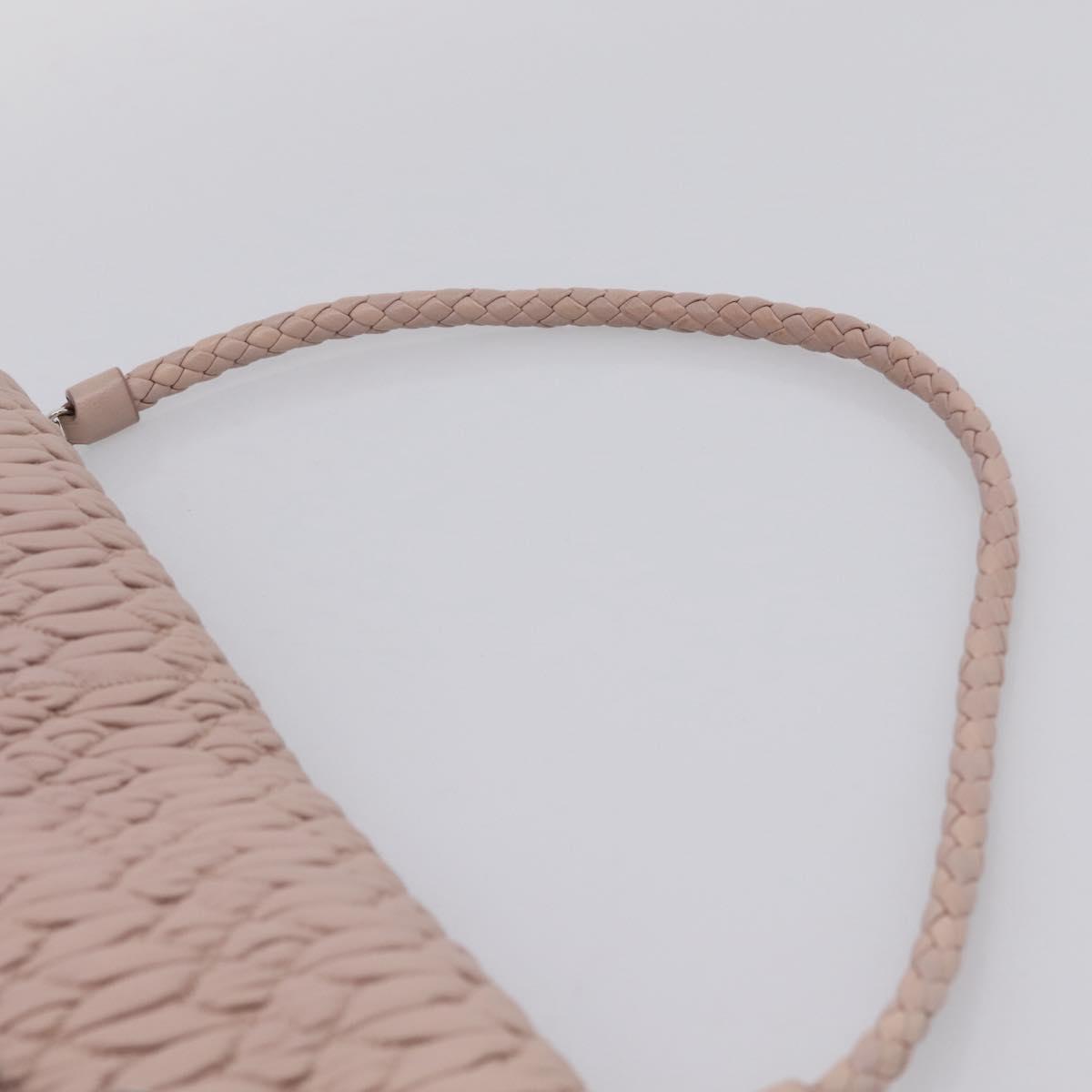 Miu Miu Matelasse Shoulder Bag Leather Pink Silver Auth ka6197V
