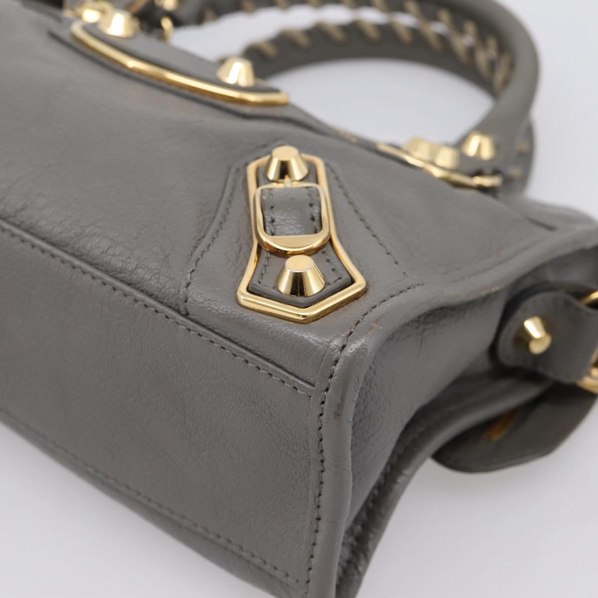 BALENCIAGA Classic Metal Edge City Hand Bag Leather Gray 390160 Auth ka6198M