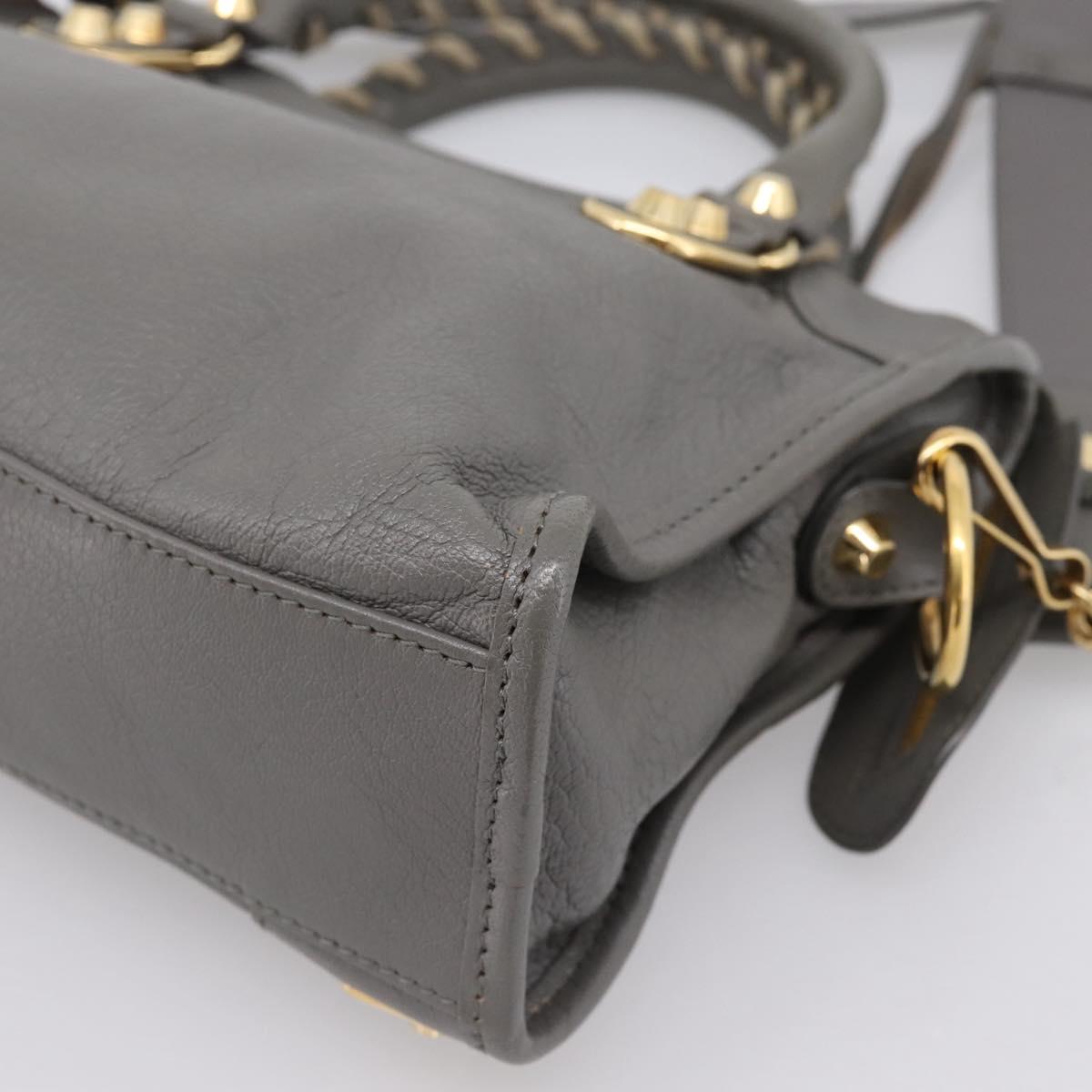 BALENCIAGA Classic Metal Edge City Hand Bag Leather Gray 390160 Auth ka6198M