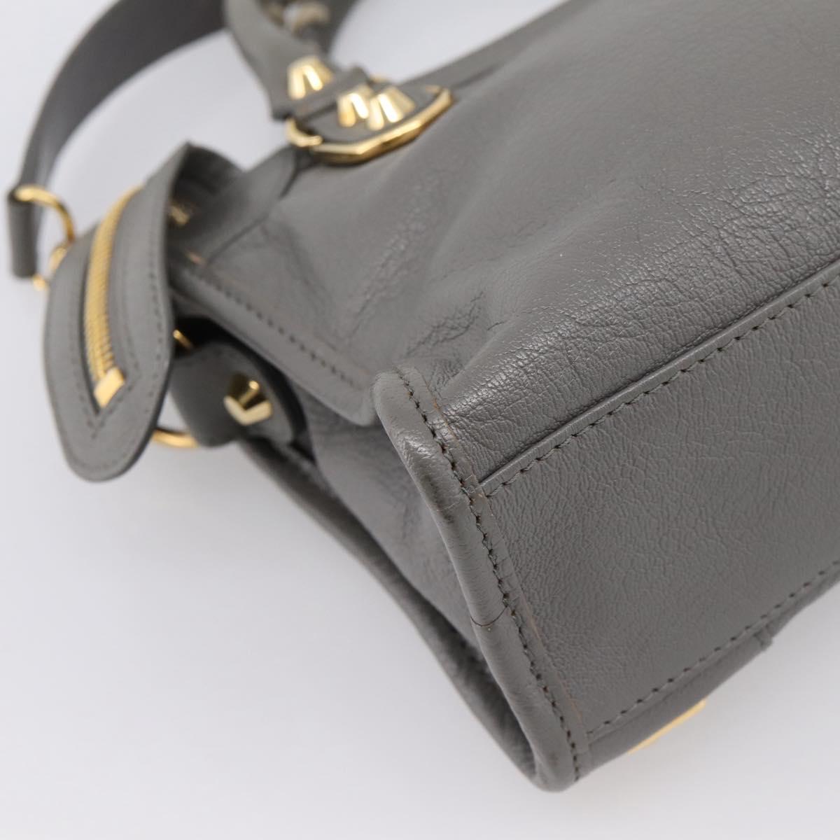 BALENCIAGA Classic Metal Edge City Hand Bag Leather Gray 390160 Auth ka6198M
