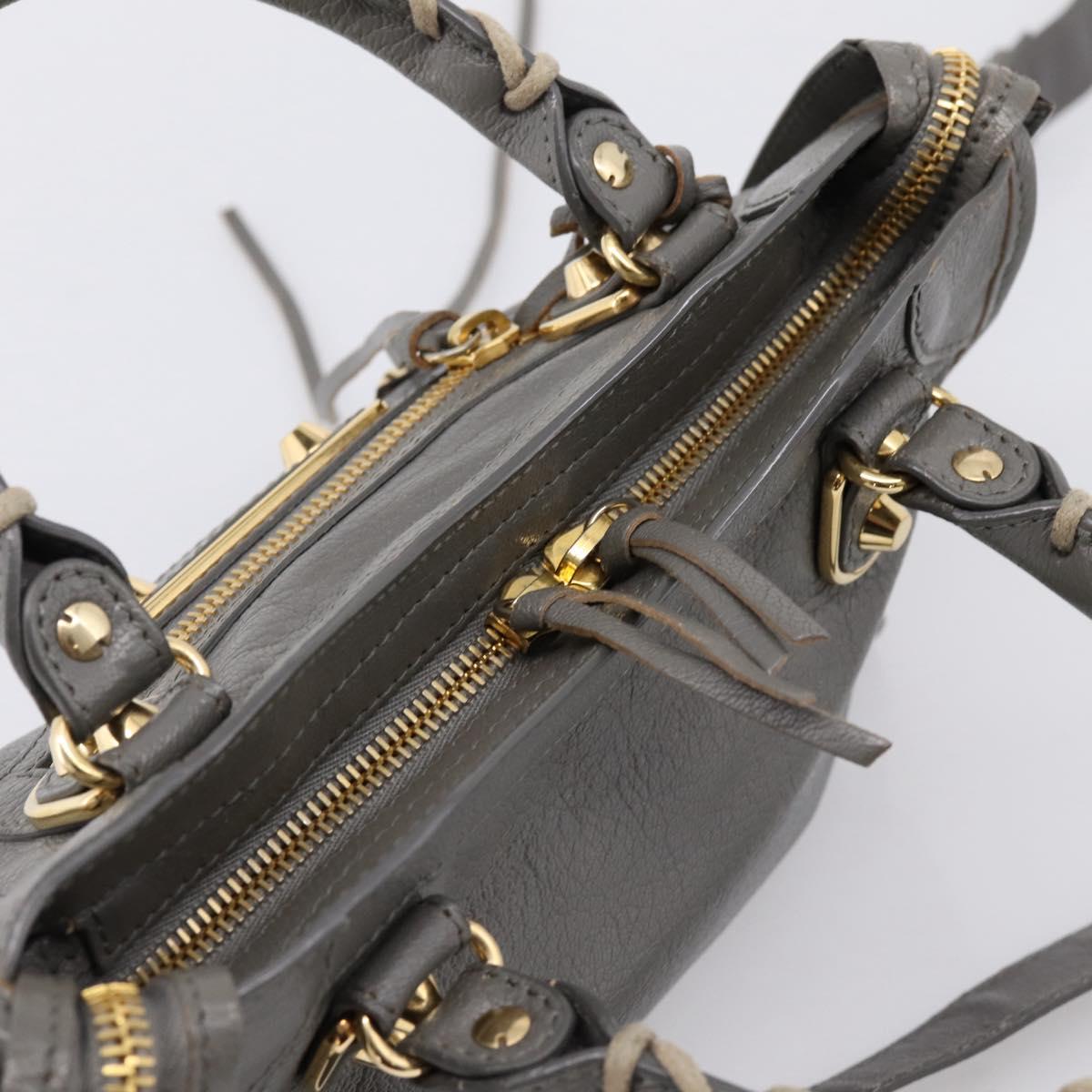 BALENCIAGA Classic Metal Edge City Hand Bag Leather Gray 390160 Auth ka6198M
