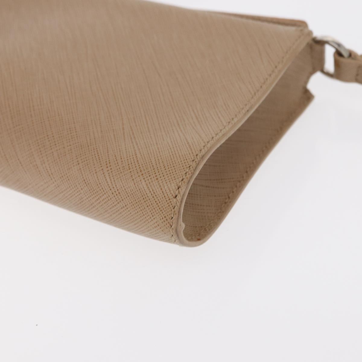 Salvatore Ferragamo Gancini Shoulder Bag Leather Beige Silver Auth ka620