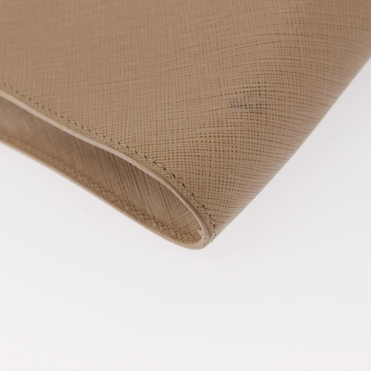 Salvatore Ferragamo Gancini Shoulder Bag Leather Beige Silver Auth ka620