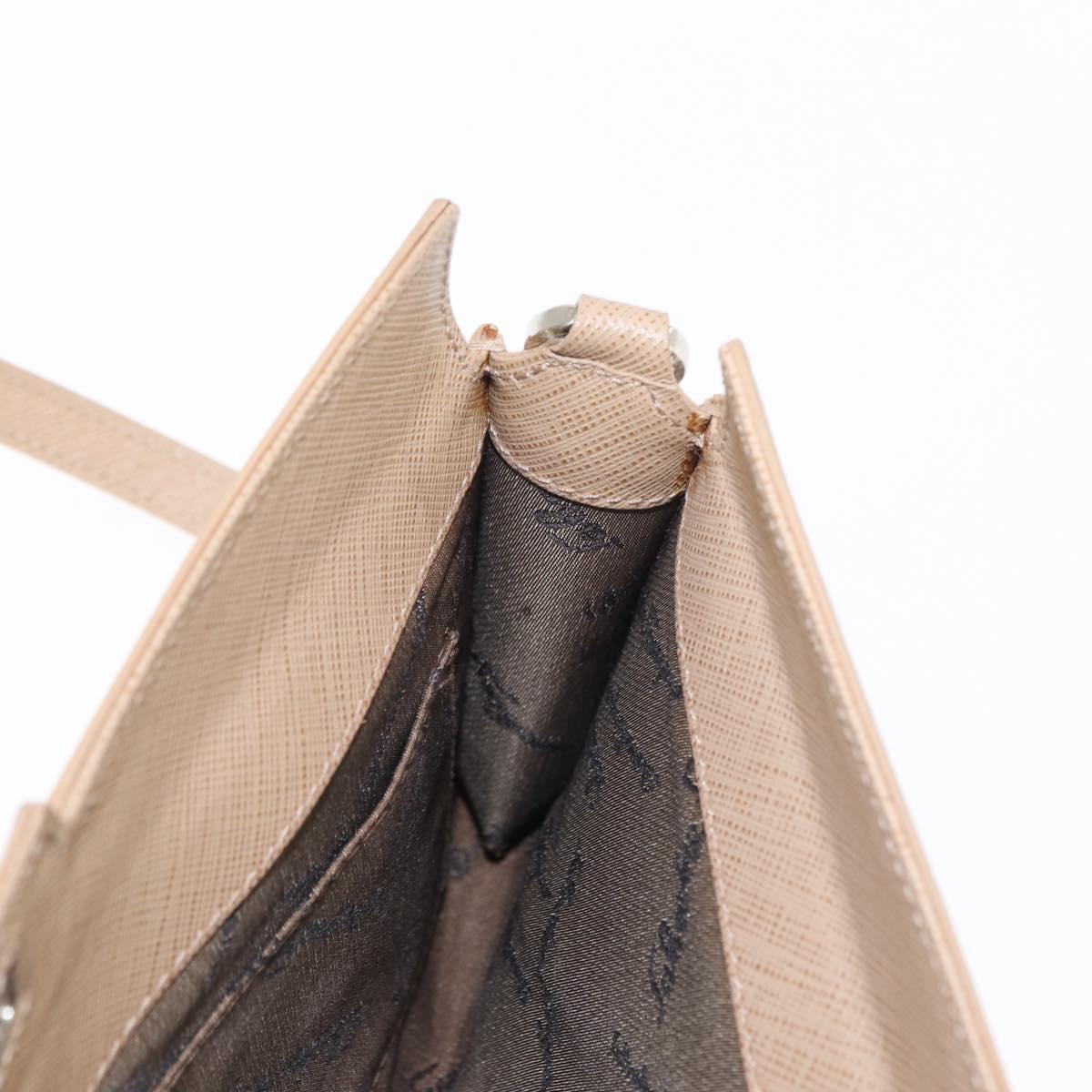 Salvatore Ferragamo Gancini Shoulder Bag Leather Beige Silver Auth ka620