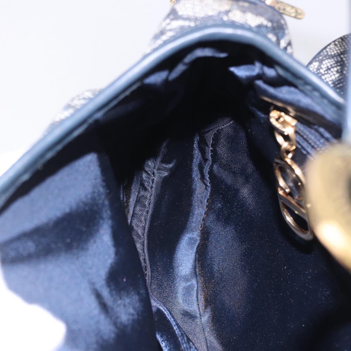 Christian Dior Trotter Canvas Saddle Shoulder Bag Navy Gold Tone Auth ka6200V