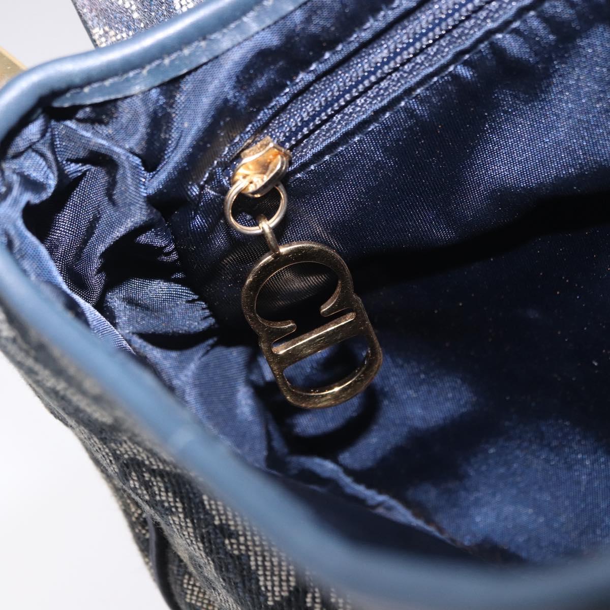 Christian Dior Trotter Canvas Saddle Shoulder Bag Navy Gold Tone Auth ka6200V